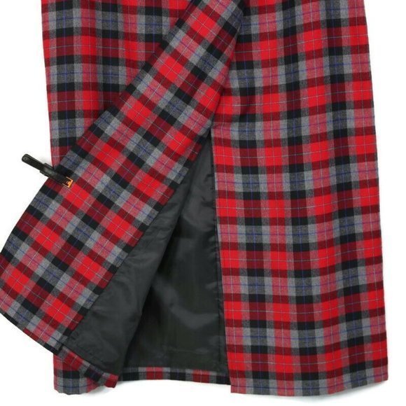 Crazy Horse Liz‎ Claiborne Maxi Long Skirt Red Gray Black Plaid 16 - Picture 5 of 12